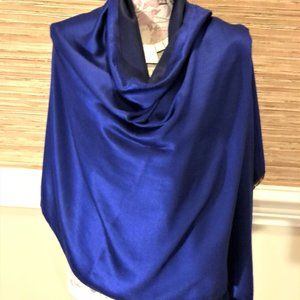 Solid Reversible Silk Blended Shawl in Cobalt & Indigo